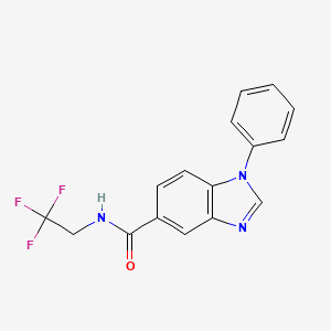 molecular formula C16H12F3N3O B2596307 1-phenyl-N-(2,2,2-trifluoroethyl)-1H-benzo[d]imidazole-5-carboxamide CAS No. 1203375-93-2
