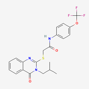 molecular formula C21H20F3N3O3S B2596308 2-[(3-isobutyl-4-oxo-3,4-dihydro-2-quinazolinyl)sulfanyl]-N-[4-(trifluoromethoxy)phenyl]acetamide CAS No. 882083-32-1
