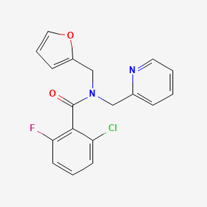 molecular formula C18H14ClFN2O2 B2596313 2-chloro-6-fluoro-N-(furan-2-ylmethyl)-N-(pyridin-2-ylmethyl)benzamide CAS No. 1334375-97-1