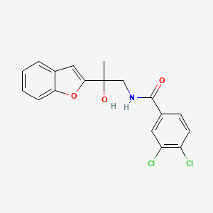 molecular formula C18H15Cl2NO3 B2596316 N-[2-(1-benzofuran-2-yl)-2-hydroxypropyl]-3,4-dichlorobenzamide CAS No. 2034441-22-8