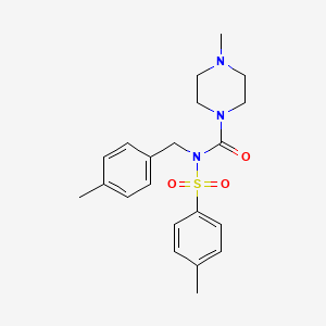 molecular formula C21H27N3O3S B2596357 4-methyl-N-(4-methylbenzyl)-N-tosylpiperazine-1-carboxamide CAS No. 887196-86-3