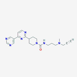 molecular formula C21H27N7O B2596360 N-[3-[Methyl(prop-2-ynyl)amino]propyl]-4-(4-pyrimidin-5-ylpyrimidin-2-yl)piperidine-1-carboxamide CAS No. 2223948-97-6