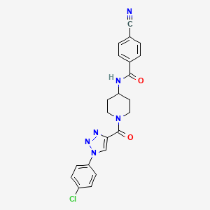 molecular formula C22H19ClN6O2 B2596364 N-(1-(1-(4-chlorophenyl)-1H-1,2,3-triazole-4-carbonyl)piperidin-4-yl)-4-cyanobenzamide CAS No. 1251608-14-6