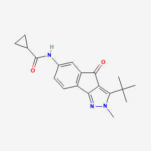molecular formula C19H21N3O2 B2596367 N-{3-tert-butyl-2-methyl-4-oxo-2H,4H-indeno[1,2-c]pyrazol-6-yl}cyclopropanecarboxamide CAS No. 1024184-07-3