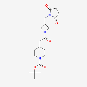 B2596368 Tert-butyl 4-(2-{3-[(2,5-dioxopyrrolidin-1-yl)methyl]azetidin-1-yl}-2-oxoethyl)piperidine-1-carboxylate CAS No. 2097923-20-9