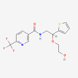molecular formula C15H15F3N2O3S B2596369 N-(2-(2-hydroxyethoxy)-2-(thiophen-2-yl)ethyl)-6-(trifluoromethyl)nicotinamide CAS No. 2034303-43-8