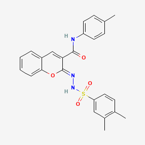 molecular formula C25H23N3O4S B2596374 (2Z)-2-[(3,4-dimethylphenyl)sulfonylhydrazinylidene]-N-(4-methylphenyl)chromene-3-carboxamide CAS No. 866347-99-1