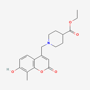 B2596378 Ethyl 1-[(7-hydroxy-8-methyl-2-oxochromen-4-yl)methyl]piperidine-4-carboxylate CAS No. 887210-24-4