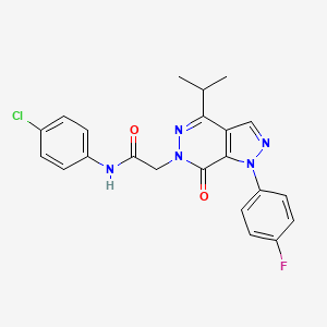 molecular formula C22H19ClFN5O2 B2596382 N-(4-chlorophenyl)-2-[1-(4-fluorophenyl)-7-oxo-4-(propan-2-yl)-1H,6H,7H-pyrazolo[3,4-d]pyridazin-6-yl]acetamide CAS No. 946332-39-4