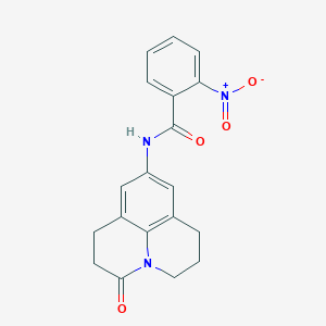 B2596411 2-nitro-N-(3-oxo-1,2,3,5,6,7-hexahydropyrido[3,2,1-ij]quinolin-9-yl)benzamide CAS No. 903250-78-2
