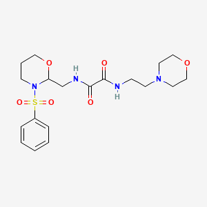 molecular formula C19H28N4O6S B2596422 N-{[3-(benzenesulfonyl)-1,3-oxazinan-2-yl]methyl}-N'-[2-(morpholin-4-yl)ethyl]ethanediamide CAS No. 872881-13-5