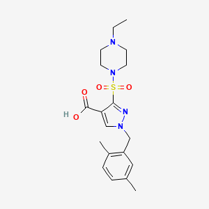 molecular formula C19H26N4O4S B2596450 1-[(2,5-dimethylphenyl)methyl]-3-[(4-ethylpiperazin-1-yl)sulfonyl]-1H-pyrazole-4-carboxylic acid CAS No. 1251561-70-2