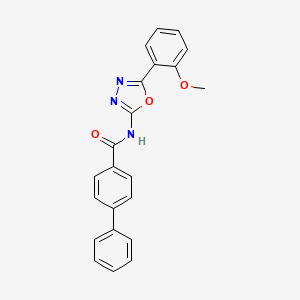 molecular formula C22H17N3O3 B2596456 N-(5-(2-methoxyphenyl)-1,3,4-oxadiazol-2-yl)-[1,1'-biphenyl]-4-carboxamide CAS No. 865285-78-5