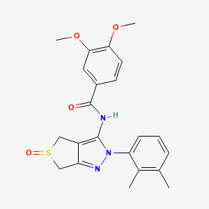 molecular formula C22H23N3O4S B2596523 N-(2-(2,3-dimethylphenyl)-5-oxido-4,6-dihydro-2H-thieno[3,4-c]pyrazol-3-yl)-3,4-dimethoxybenzamide CAS No. 958612-01-6