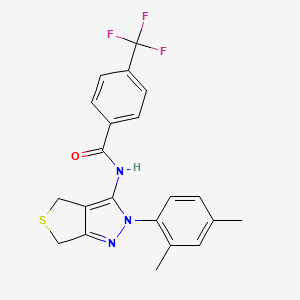 molecular formula C21H18F3N3OS B2596528 N-[2-(2,4-dimethylphenyl)-2H,4H,6H-thieno[3,4-c]pyrazol-3-yl]-4-(trifluoromethyl)benzamide CAS No. 921106-18-5