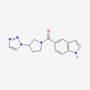 molecular formula C15H15N5O B2596534 5-[3-(1H-1,2,3-triazol-1-yl)pyrrolidine-1-carbonyl]-1H-indole CAS No. 1795444-18-6