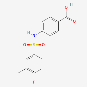 molecular formula C14H12FNO4S B2596538 4-(4-Fluoro-3-methyl-benzenesulfonylamino)-benzoic acid CAS No. 327091-30-5