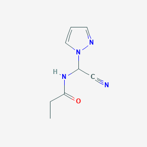 molecular formula C8H10N4O B025966 N-(Cyano(1H-pyrazol-1-yl)methyl)propionamide CAS No. 110023-60-4