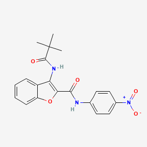 molecular formula C20H19N3O5 B2596608 N-(4-nitrophenyl)-3-pivalamidobenzofuran-2-carboxamide CAS No. 887896-93-7