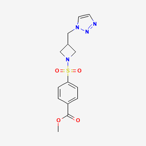 molecular formula C14H16N4O4S B2596694 methyl 4-({3-[(1H-1,2,3-triazol-1-yl)methyl]azetidin-1-yl}sulfonyl)benzoate CAS No. 2309345-80-8