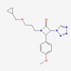 molecular formula C18H23N5O3 B2596701 1-[3-(cyclopropylmethoxy)propyl]-4-(4-methoxyphenyl)-3-(1H-1,2,3,4-tetrazol-1-yl)azetidin-2-one CAS No. 1241613-88-6