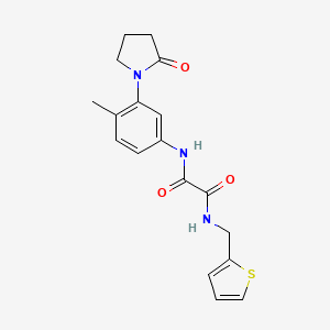 molecular formula C18H19N3O3S B2596707 N'-[4-methyl-3-(2-oxopyrrolidin-1-yl)phenyl]-N-[(thiophen-2-yl)methyl]ethanediamide CAS No. 941934-91-4