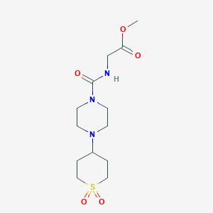 molecular formula C13H23N3O5S B2596710 methyl 2-(4-(1,1-dioxidotetrahydro-2H-thiopyran-4-yl)piperazine-1-carboxamido)acetate CAS No. 1903166-20-0