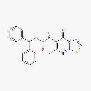 molecular formula C22H19N3O2S B2596713 N-{7-methyl-5-oxo-5H-[1,3]thiazolo[3,2-a]pyrimidin-6-yl}-3,3-diphenylpropanamide CAS No. 955260-59-0