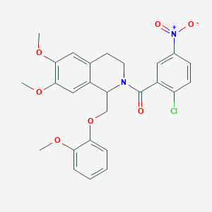 (2-chloro-5-nitrophenyl)(6,7-dimethoxy-1-((2-methoxyphenoxy)methyl)-3,4-dihydroisoquinolin-2(1H)-yl)methanone
