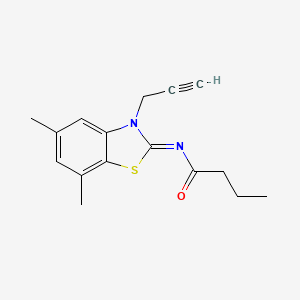 molecular formula C16H18N2OS B2596729 N-[(2Z)-5,7-dimethyl-3-(prop-2-yn-1-yl)-2,3-dihydro-1,3-benzothiazol-2-ylidene]butanamide CAS No. 868674-65-1