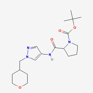 molecular formula C19H30N4O4 B2596731 tert-butyl 2-({1-[(oxan-4-yl)methyl]-1H-pyrazol-4-yl}carbamoyl)pyrrolidine-1-carboxylate CAS No. 1704494-16-5