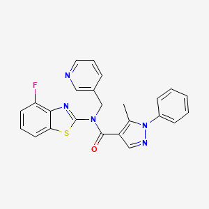 molecular formula C24H18FN5OS B2596764 N-(4-fluoro-1,3-benzothiazol-2-yl)-5-methyl-1-phenyl-N-[(pyridin-3-yl)methyl]-1H-pyrazole-4-carboxamide CAS No. 1170822-90-8