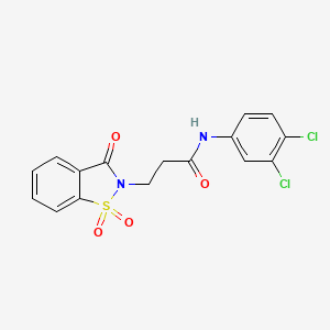 molecular formula C16H12Cl2N2O4S B2596773 N-(3,4-dichlorophenyl)-3-(1,1,3-trioxo-2,3-dihydro-1lambda6,2-benzothiazol-2-yl)propanamide CAS No. 899996-15-7