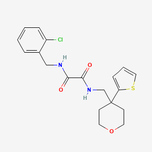molecular formula C19H21ClN2O3S B2596778 N'-[(2-chlorophenyl)methyl]-N-{[4-(thiophen-2-yl)oxan-4-yl]methyl}ethanediamide CAS No. 1091418-38-0