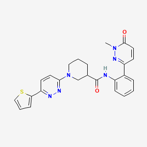 molecular formula C25H24N6O2S B2596780 N-(2-(1-methyl-6-oxo-1,6-dihydropyridazin-3-yl)phenyl)-1-(6-(thiophen-2-yl)pyridazin-3-yl)piperidine-3-carboxamide CAS No. 1448075-08-8