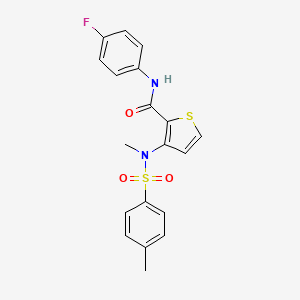 molecular formula C19H17FN2O3S2 B2596812 N-(4-fluorophenyl)-3-(N-methyl4-methylbenzenesulfonamido)thiophene-2-carboxamide CAS No. 1115871-93-6
