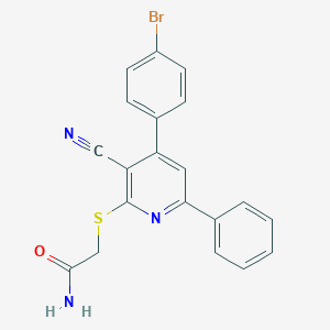 molecular formula C20H14BrN3OS B259683 2-[4-(4-Bromophenyl)-3-cyano-6-phenylpyridin-2-yl]sulfanylacetamide 