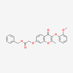 molecular formula C26H22O7 B2596846 benzyl 2-{[3-(2-methoxyphenoxy)-2-methyl-4-oxo-4H-chromen-7-yl]oxy}acetate CAS No. 637750-79-9