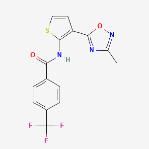 molecular formula C15H10F3N3O2S B2596868 N-[3-(3-methyl-1,2,4-oxadiazol-5-yl)thiophen-2-yl]-4-(trifluoromethyl)benzamide CAS No. 2034326-95-7