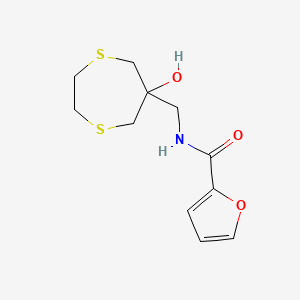 molecular formula C11H15NO3S2 B2596876 N-[(6-Hydroxy-1,4-dithiepan-6-yl)methyl]furan-2-carboxamide CAS No. 2415631-16-0