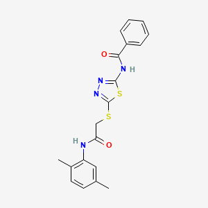molecular formula C19H18N4O2S2 B2596892 N-[5-({[(2,5-DIMETHYLPHENYL)CARBAMOYL]METHYL}SULFANYL)-1,3,4-THIADIAZOL-2-YL]BENZAMIDE CAS No. 392294-98-3