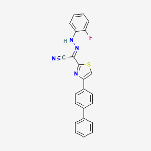 (2E)-N-(2-fluoroanilino)-4-(4-phenylphenyl)-1,3-thiazole-2-carboximidoyl cyanide