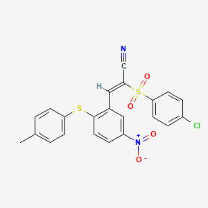 (2Z)-2-(4-chlorobenzenesulfonyl)-3-{2-[(4-methylphenyl)sulfanyl]-5-nitrophenyl}prop-2-enenitrile