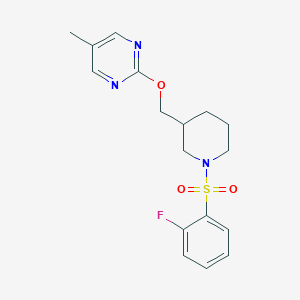 2-[[1-(2-Fluorophenyl)sulfonylpiperidin-3-yl]methoxy]-5-methylpyrimidine