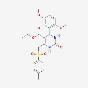 molecular formula C23H26N2O7S B2596931 ethyl 4-(2,5-dimethoxyphenyl)-6-[(4-methylbenzenesulfonyl)methyl]-2-oxo-1,2,3,4-tetrahydropyrimidine-5-carboxylate CAS No. 866865-03-4
