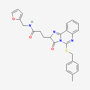 molecular formula C26H24N4O3S B2596949 N-[(furan-2-yl)methyl]-3-(5-{[(4-methylphenyl)methyl]sulfanyl}-3-oxo-2H,3H-imidazo[1,2-c]quinazolin-2-yl)propanamide CAS No. 1034909-86-8