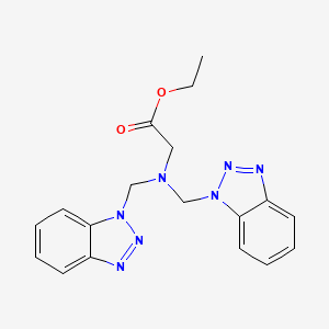 molecular formula C18H19N7O2 B2596959 Ethyl 2-[bis(1H-1,2,3-benzotriazol-1-ylmethyl)amino]acetate CAS No. 300678-15-3