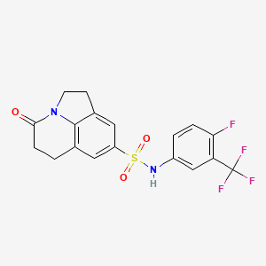 molecular formula C18H14F4N2O3S B2596970 N-(4-fluoro-3-(trifluoromethyl)phenyl)-4-oxo-2,4,5,6-tetrahydro-1H-pyrrolo[3,2,1-ij]quinoline-8-sulfonamide CAS No. 898436-08-3