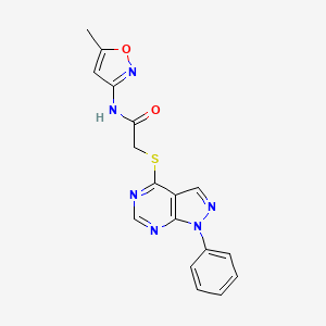 molecular formula C17H14N6O2S B2596977 N-(5-methyl-1,2-oxazol-3-yl)-2-({1-phenyl-1H-pyrazolo[3,4-d]pyrimidin-4-yl}sulfanyl)acetamide CAS No. 461017-84-5