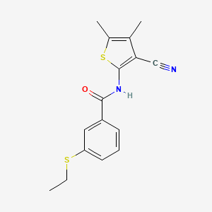 molecular formula C16H16N2OS2 B2597001 N-(3-cyano-4,5-dimethylthiophen-2-yl)-3-(ethylsulfanyl)benzamide CAS No. 886914-35-8